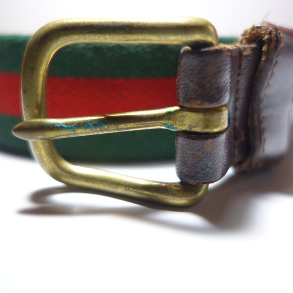 Vintage Coach Wool & Leather Stripe Belt, Size 38/95 - Picture 5 of 16